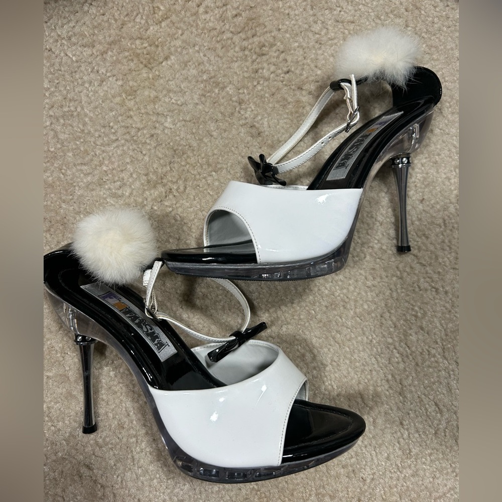 Funtasma White and Black Heels with Pom-Pom